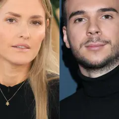 Olga Frycz z partnerem, uśmiechnięci i patrzący w obiektyw.