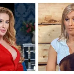 Sylwia Peretti w czerwonej kreacji i w białej koszuli, jakby przed i po metamorfozie w Kuchennych Rewolucjach.