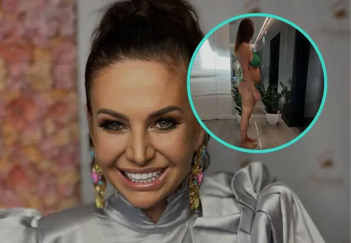 Maja Rutkowski w zielonym bikini, z dumą prezentuje swoją sylwetkę. Jej wzrost i figura budzą podziw.