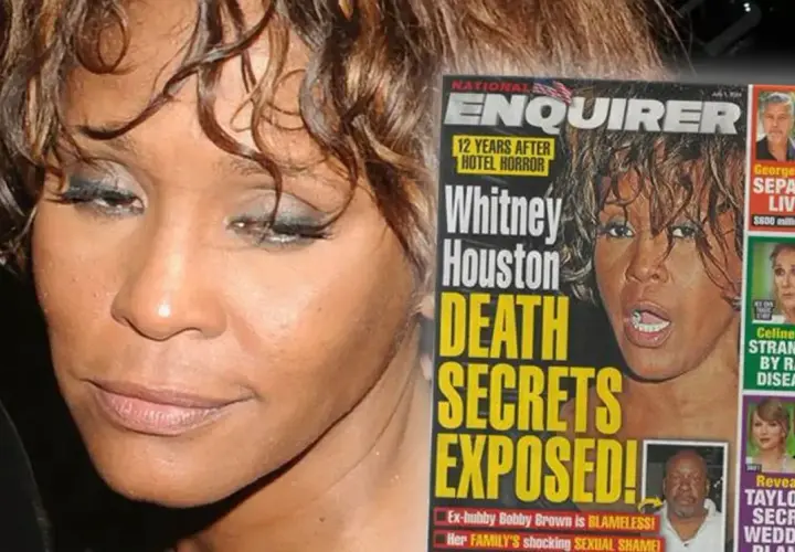 Whitney Houston śmierć: okładka magazynu National Enquirer z nagłówkiem "DEATH SECRETS EXPOSED!", sugerującym nowe informacje o jej odejściu.