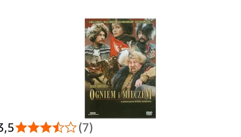 Plakat filmu "Ogniem i mieczem" przedstawia bohaterów w historycznych strojach, gotowych do walki.