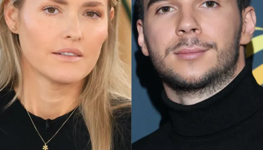 Olga Frycz z partnerem, uśmiechnięci i patrzący w obiektyw.