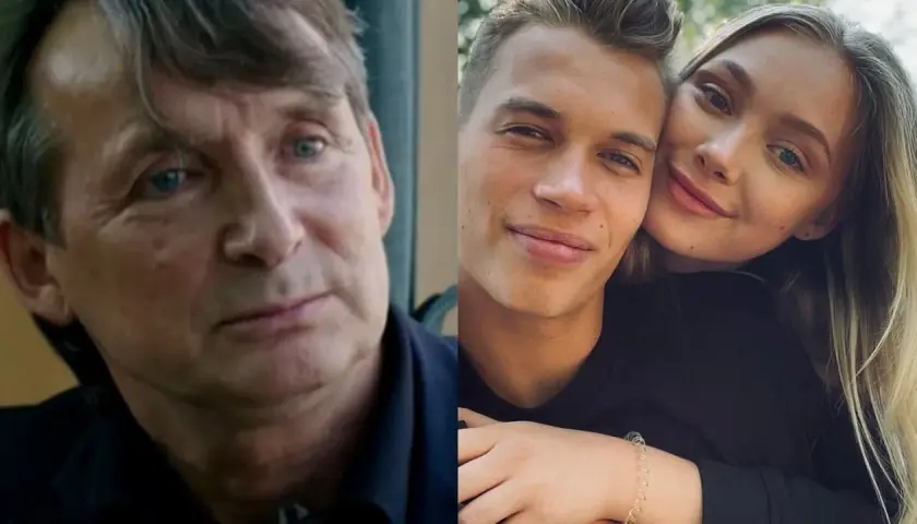 Jerzy Kalibabka z żoną, młodą i uśmiechniętą, na tle natury.