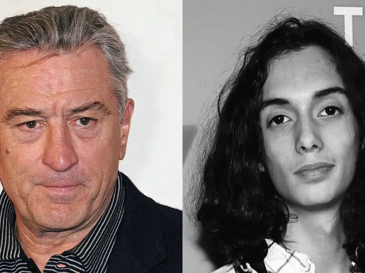 Dwóch aktorów: Robert De Niro i jego syn, Julian De Niro, w czarno-białym kadrze.