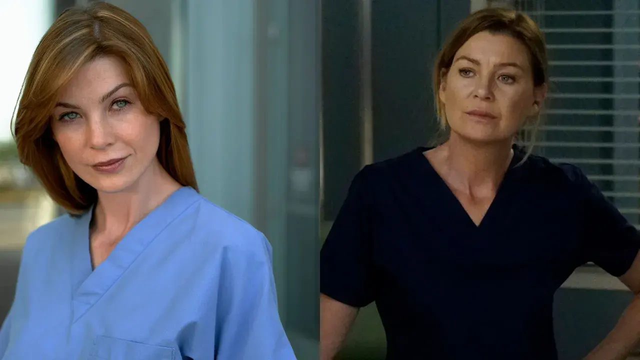 Dwie wersje Meredith Grey z "Anatomii Prawdy" w niebieskich i granatowych scrubach.